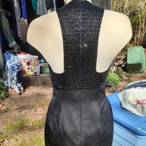 Black Beaded Racerback Oleg Cassini Dress
